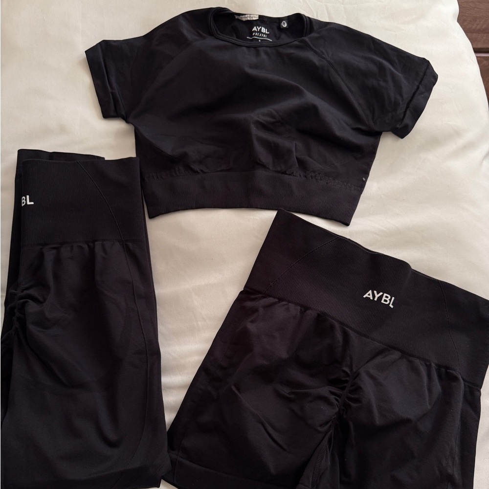 AYBL Black Shorts, leggings & Top Set
